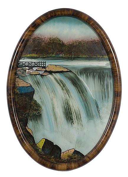 Appraisal: REVERSE GLASS PAINTING OF CUMBERLAND FALLS ACRYLIC ON GLASS Unsigned