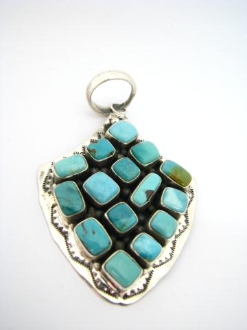 Appraisal: Turquoise and Silver Navajo Pendant Etta Ferrer