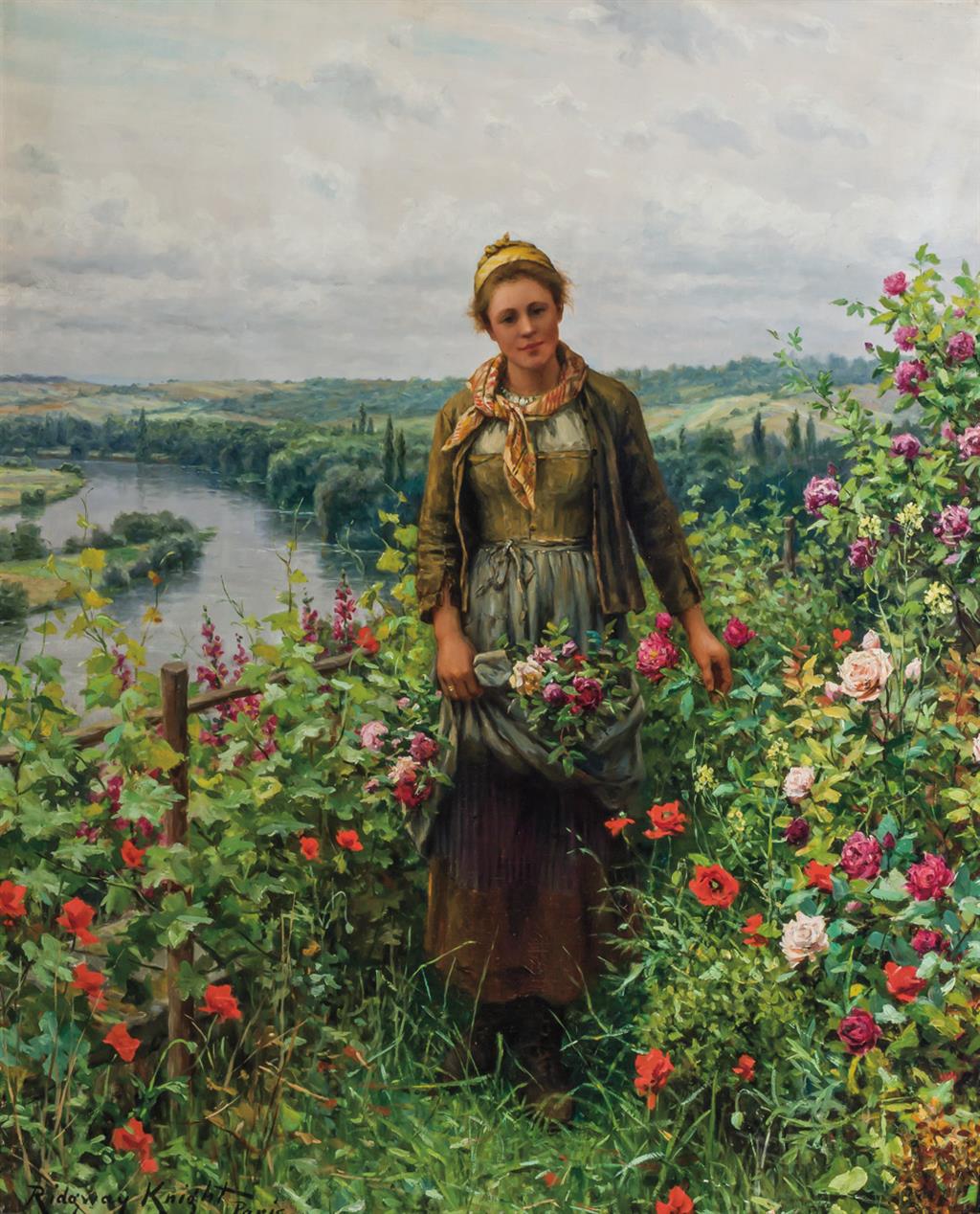 Appraisal: DANIEL RIDGWAY KNIGHT American - A Maid in Her Garden