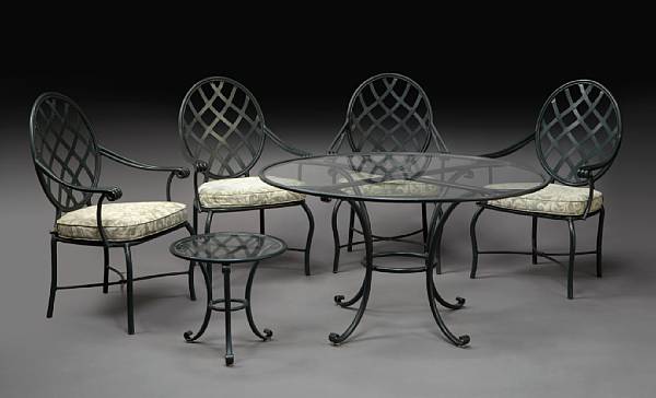 Appraisal: A suite of Brown Jordan patinated metal garden furniture Comprising