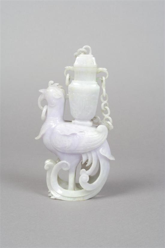 Appraisal: A Burmese Jadeite Carving of a Bird with Vase Height