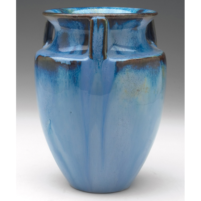 Appraisal: Fulper vase three-handled form covered with a blue brown and