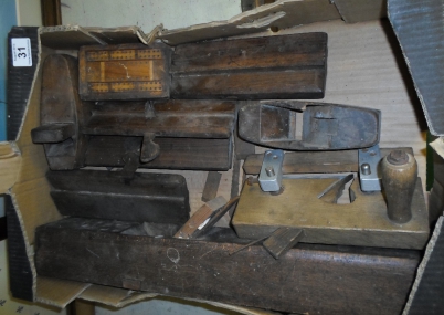 Appraisal: Tray lot of Wooden Tools to include Planes Markers etc