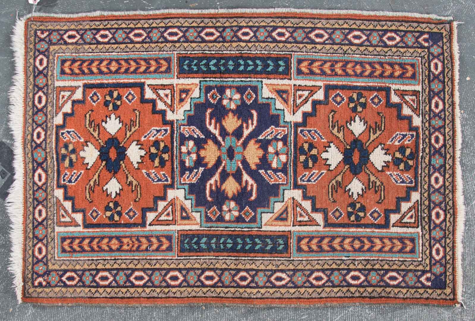 Appraisal: Meshkin scatter rug approx x Iran circa Condition Worn