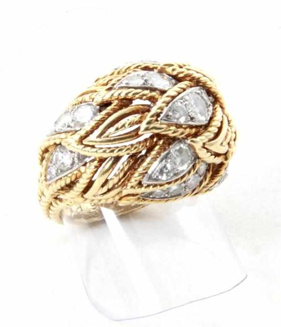 Appraisal: Van Cleef Arpels diamond and gold ring leaf design set