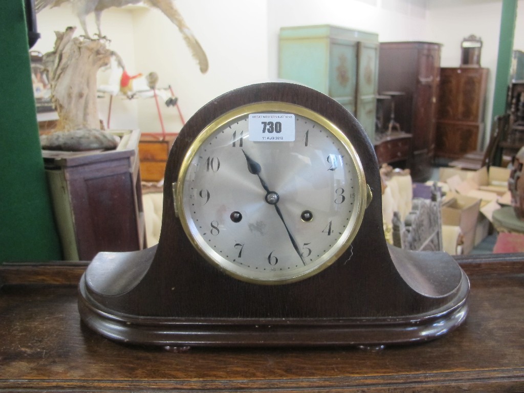 Appraisal: Stained wood mantel clock