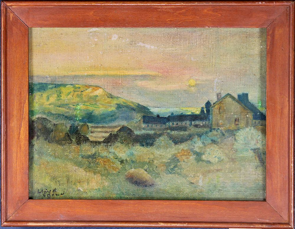 Appraisal: Signed th C Painting of Farm in a Landscape Signed