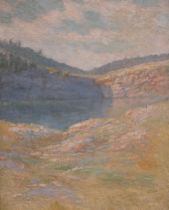 Appraisal: American School American early th Century Mountain Lake Scene Oil