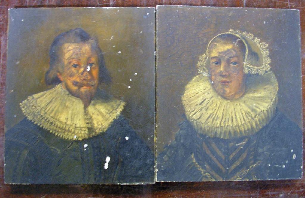 Appraisal: An unframed oil on board of an Elizabethan woman and