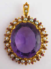 Appraisal: A fine Victorian yellow metal tests carat gold amethyst pearl