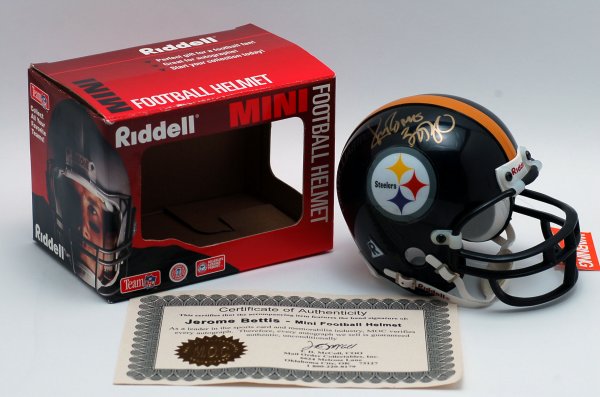 Appraisal: Pittsburgh Steelers mini helmet signed by Jerome Bettis in marker