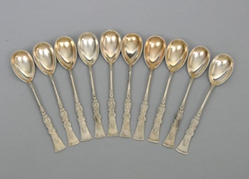 Appraisal: A Set Of Ten Demitasse Spoons Made in Copenhagen Ten