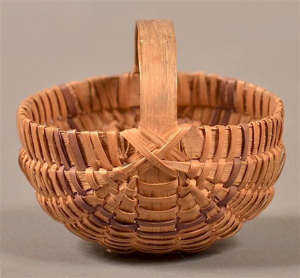 Appraisal: Vintage Woven Splint Miniature Basket Vintage Woven Splint Miniature Basket