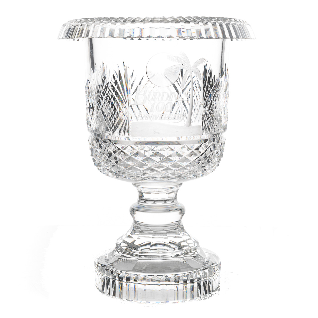 Appraisal: Waterford crystal commemorative vase large chalice-form vase engraved Burdines th