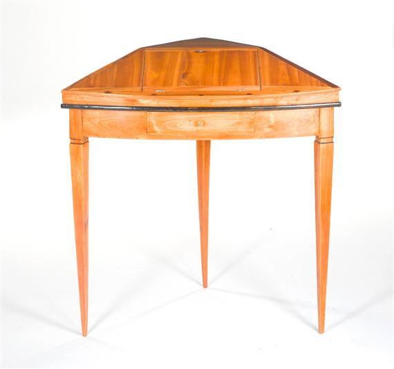 Appraisal: SMALL CORNER WRITING DESK Biedermeier Switzerland Partly ebonized cherry and