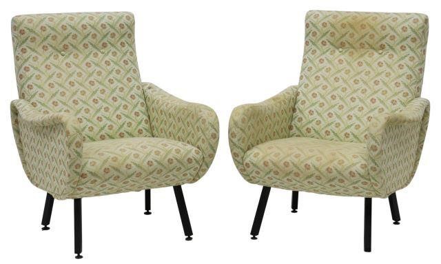 Appraisal: pair Italian mid-century modern armchairs c s having padded buttoned