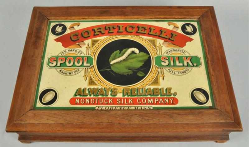 Appraisal: Corticelli Spool Silk Cabinet Description Florence MA Tin sign with