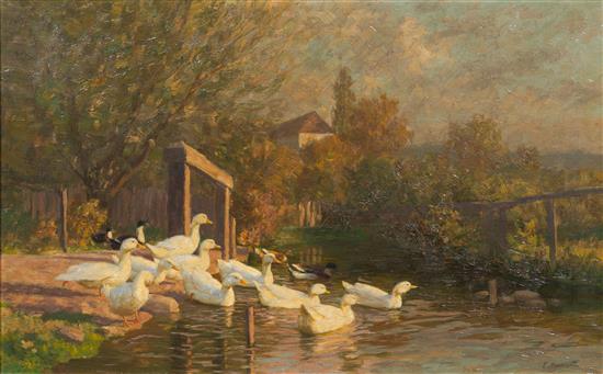 Appraisal: Sale Lot Gustav Mesmer German b Ducks in Pond oil