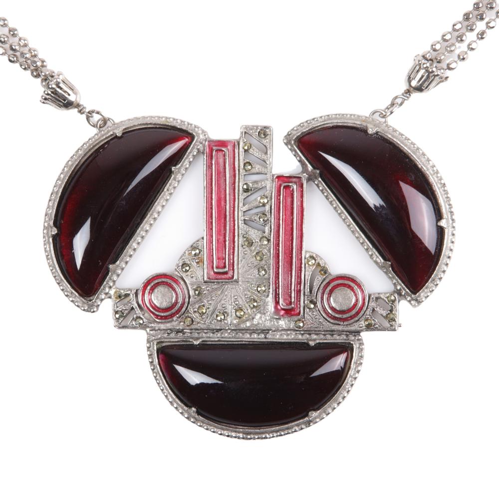 Appraisal: Sandor Co Deco style HUGE pendant necklace with silver ball