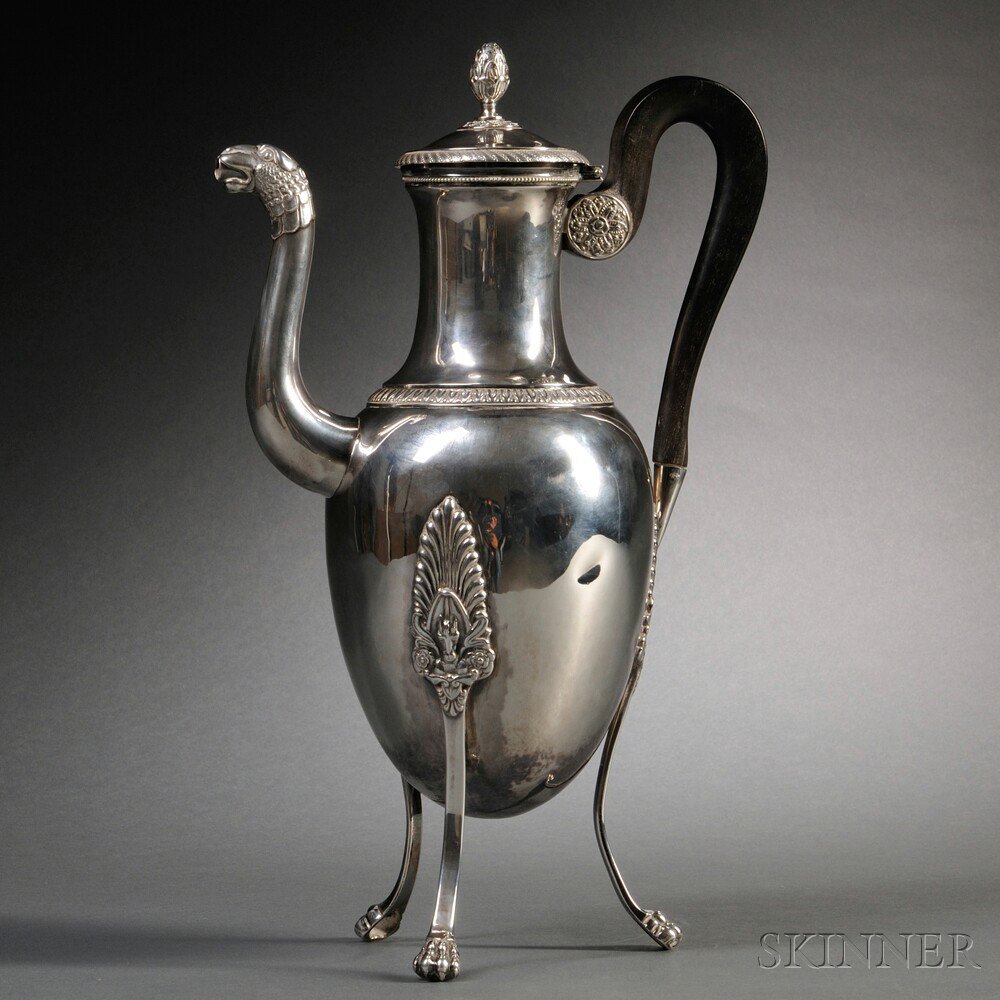 Appraisal: French Silver Coffeepot Paris - indistinct maker's marks vasiform with