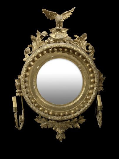 Appraisal: Regency Giltwood Convex Looking Glass first quarter th century the