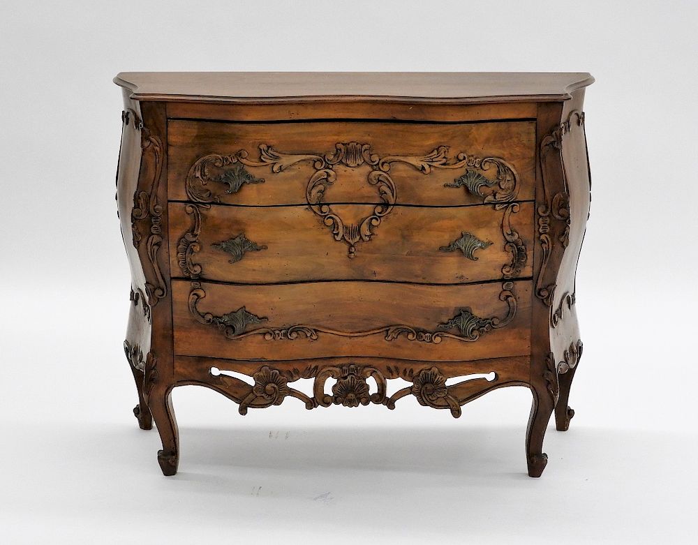 Appraisal: American Louis XV Style Walnut Bombay Chest United States th