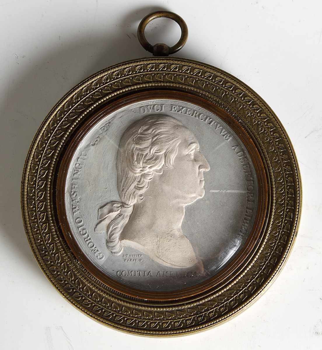 Appraisal: Jasperware Du Vivier Medal Head of George Washington Hand chased