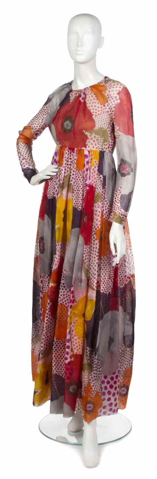 Appraisal: A Geoffrey Beene Multicolor Printed Evening Gown in a polka