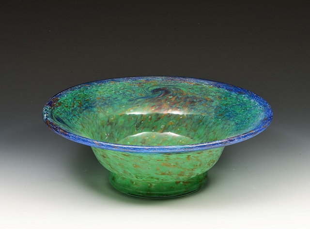 Appraisal: Monart GlassBowlmottled blue graduating to green with whorls gold aventurineprobably