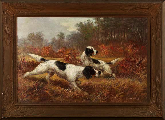 Appraisal: Verner White American Virginia - English Setters in a Landscape