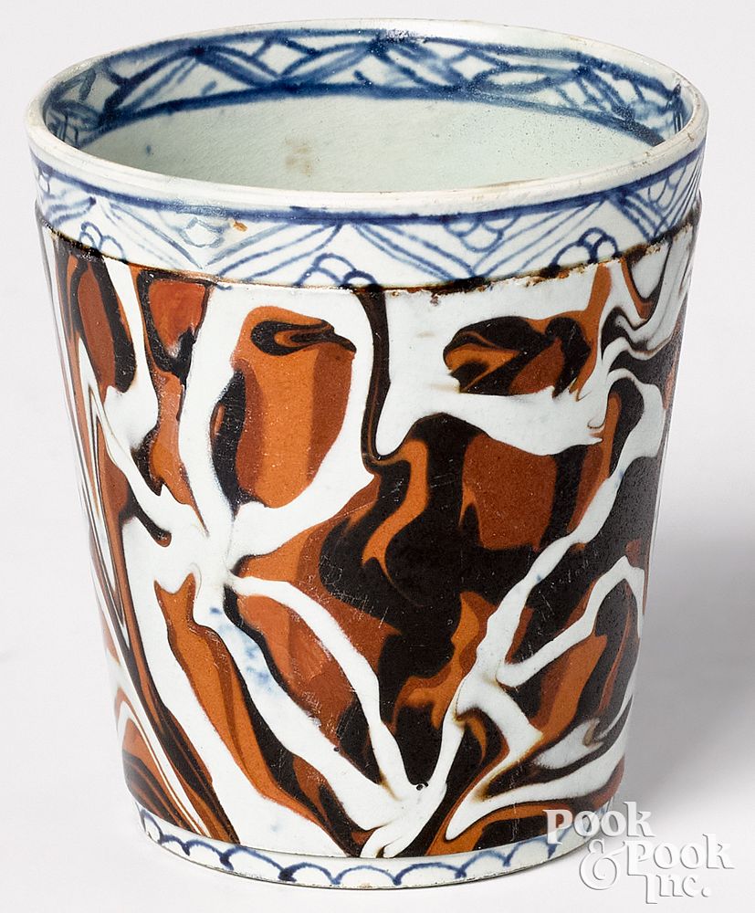 Appraisal: Mocha beaker Mocha beaker with marbleized glaze h Provenance A