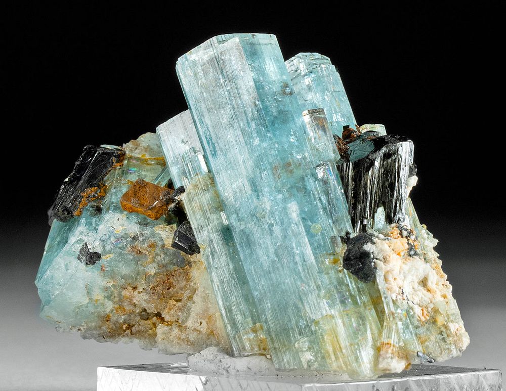 Appraisal: Stunning Aquamarine Crystal Cluster w Tourmaline Originally Listed At Southern