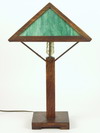 Appraisal: PANEL LAMP - Arts Crafts style oak panel lamp four