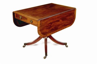 Appraisal: A th century mahogany supper table the rectangular satinwood banded