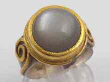 Appraisal: A hallmarked silver ring set with a cabochon moonstone