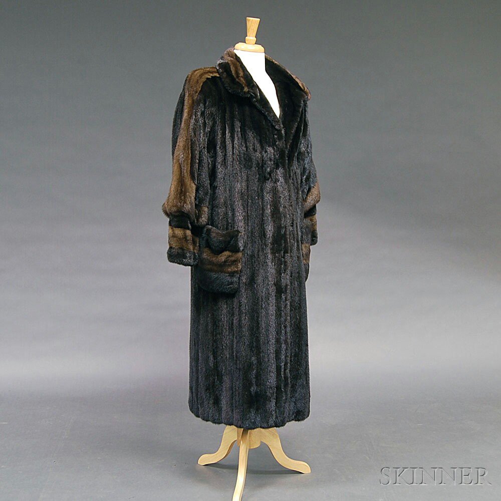 Appraisal: Roberts Neustadter Full-length Brown and Black Mink Coat with mahogany