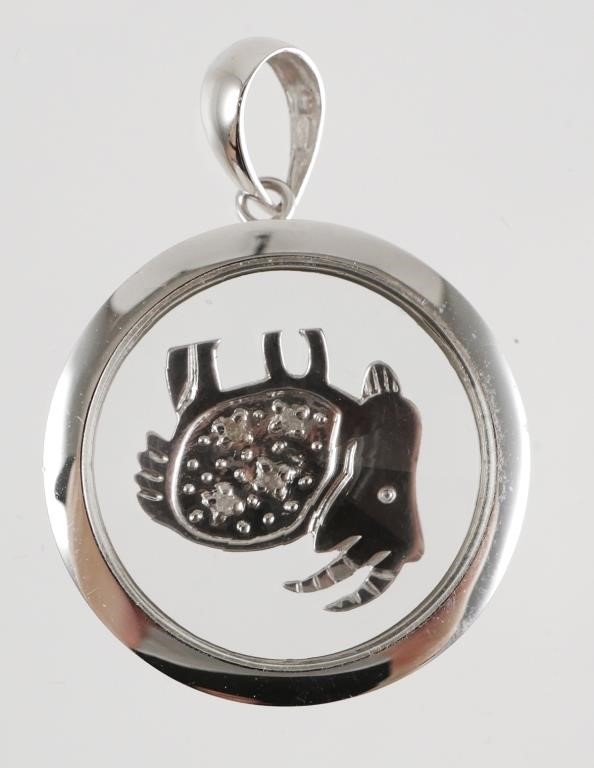 Appraisal: Contemporary signed k WG spinner pendant with zodiac goat Capricorn