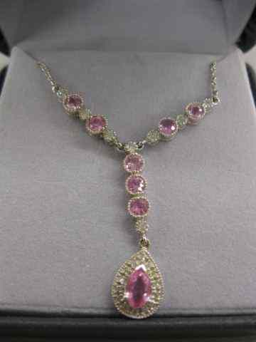 Appraisal: Pink Sapphire Diamond Necklace by Levian over carat total in