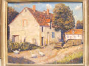 Appraisal: Norman Lloyd - Oil on canvas titled 'French village scene