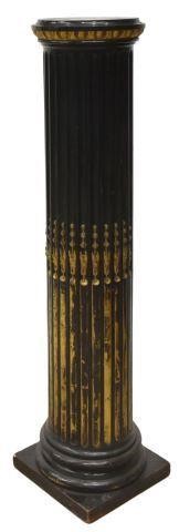 Appraisal: Architectural parcel gilt and black painted column stand th c