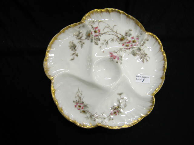 Appraisal: Victorian Haviland Limoges Porcelain Oyster Plate fine floral