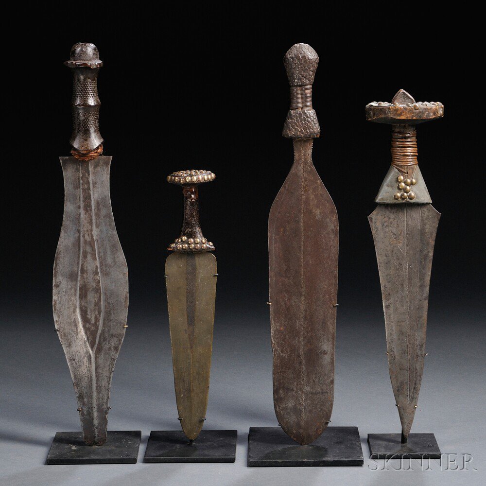 Appraisal: Four African Knives includes a Pende knife a So Lokele