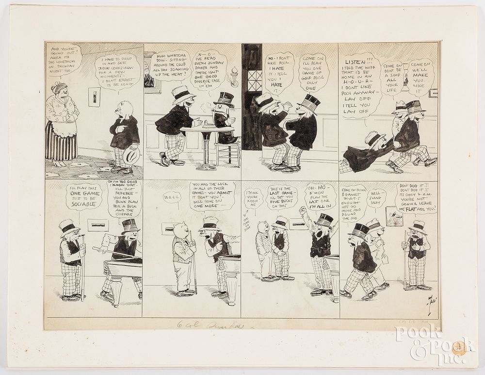 Appraisal: Thomas Dorgan four ink cartoon strips Thomas Dorgan American -