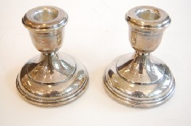 Appraisal: PAIR S SILVER CANDLE HOLDERS