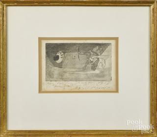 Appraisal: Jacques Villon French - cubist etching signed and inscribed in