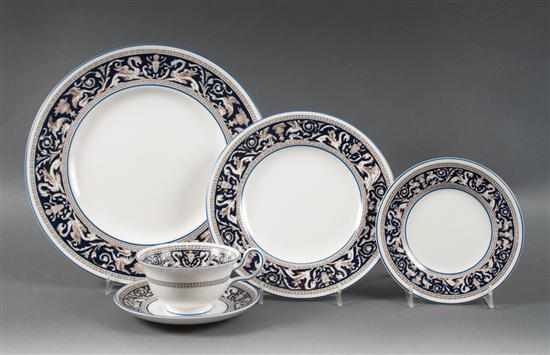 Appraisal: Wedgwood china -piece partial dinner service in the ''Blue Florentine''