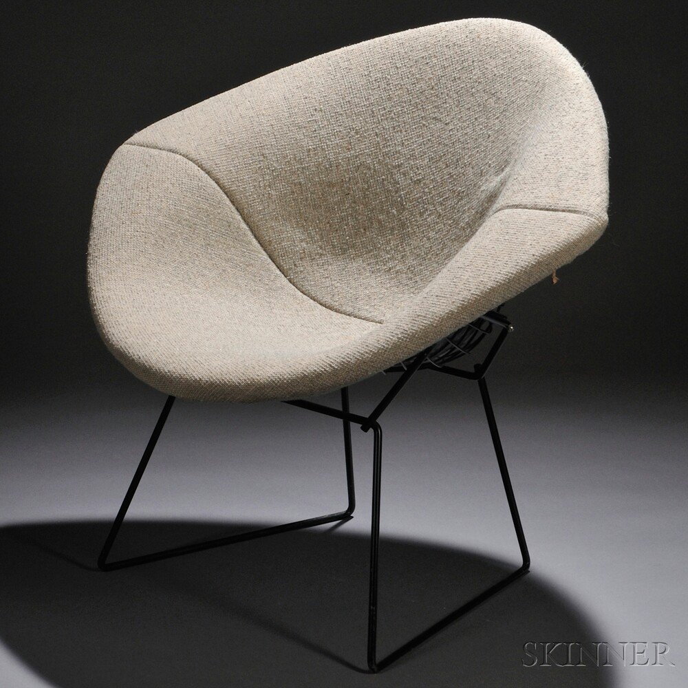 Appraisal: Harry Bertoia - Diamond Chair Wire rod and upholstery Probably