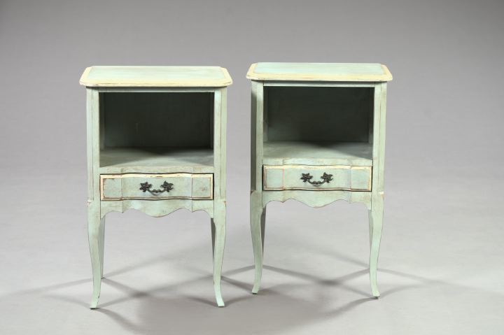 Appraisal: Pair of Louis XV-Style Polychromed Night Stands late th century