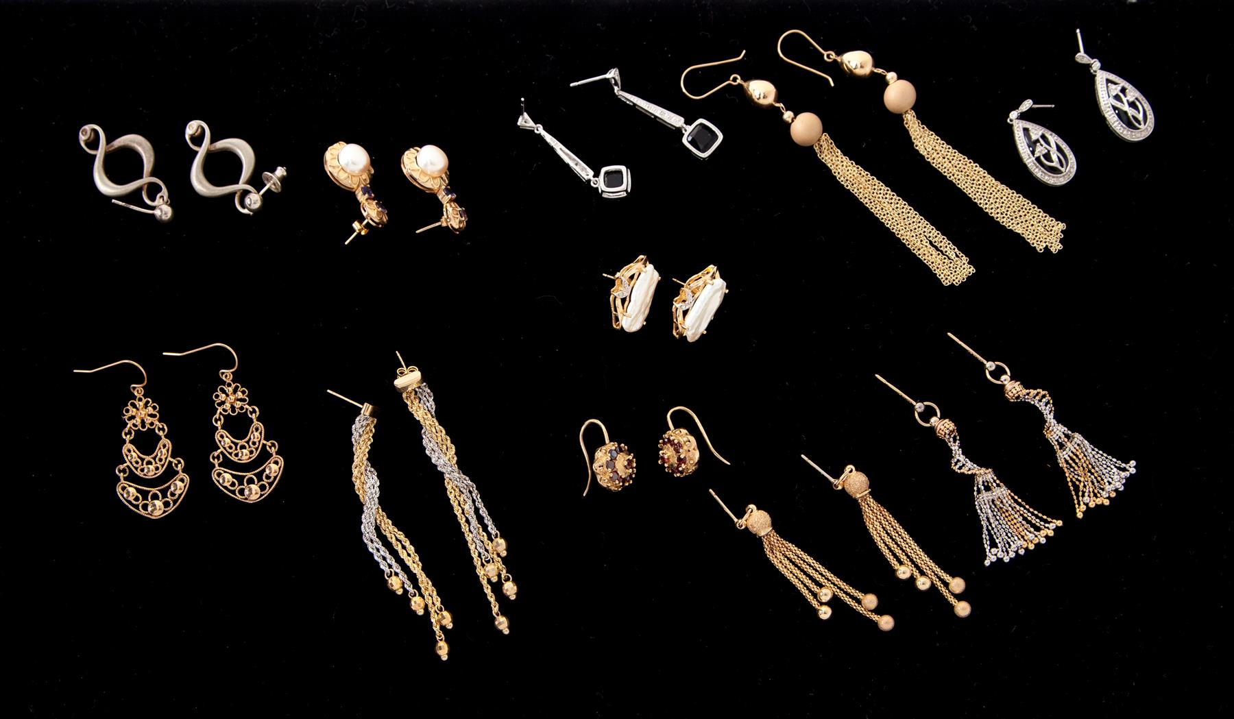 Appraisal: GROUP OF ASSORTED GOLD EARRINGS American st century Eleven pairs