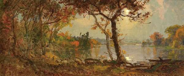 Appraisal: CROPSEY JASPER FRANCIS American - Boating in Autumn Lake Wayayanda